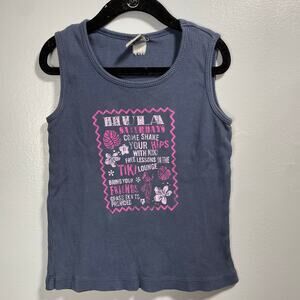 Vintage Y2K Old Navy Navy Ribbed Hula Hawaii Tank Top Kid's Medium Trashy Y2K